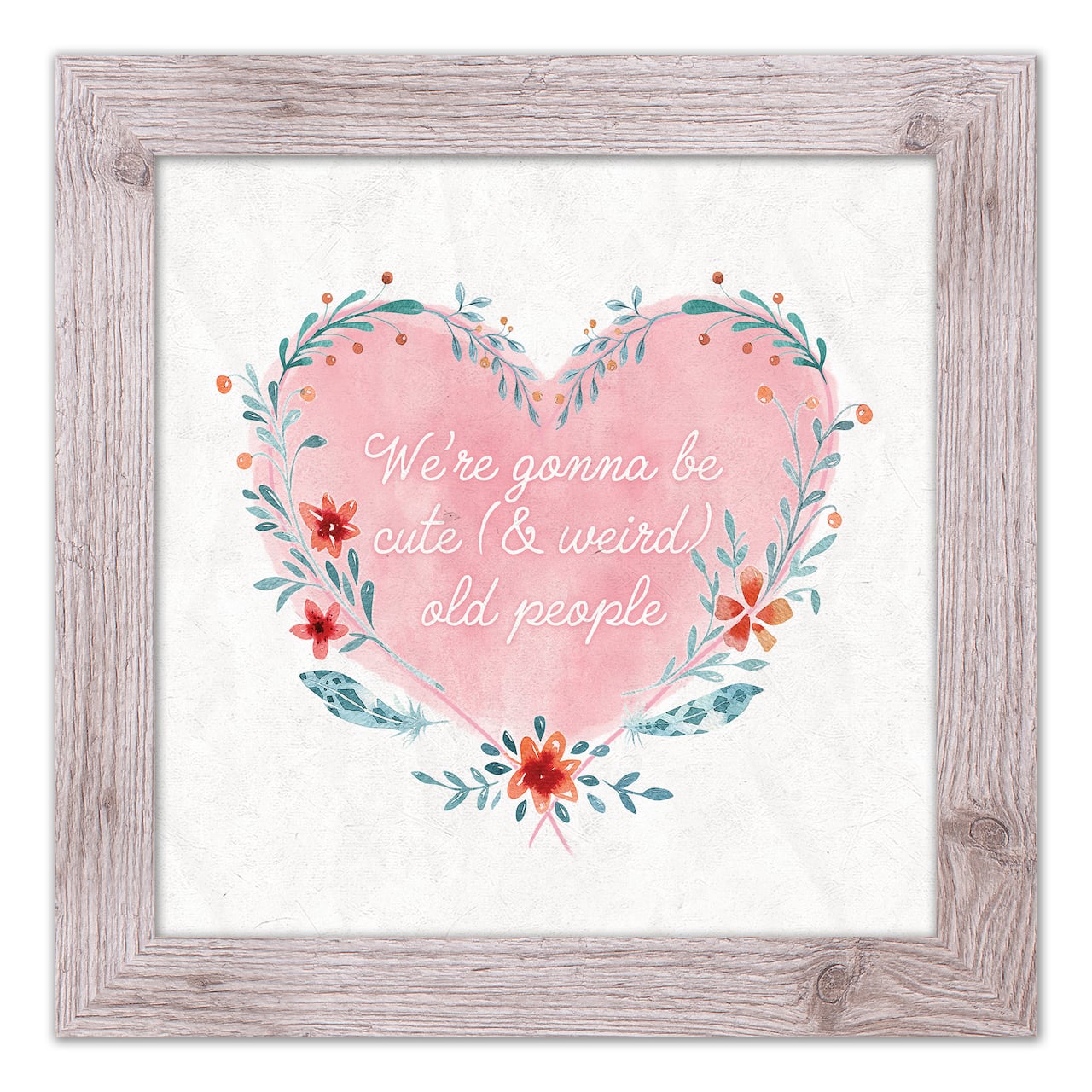 Cute Weird Old People Heart Western White Framed Print